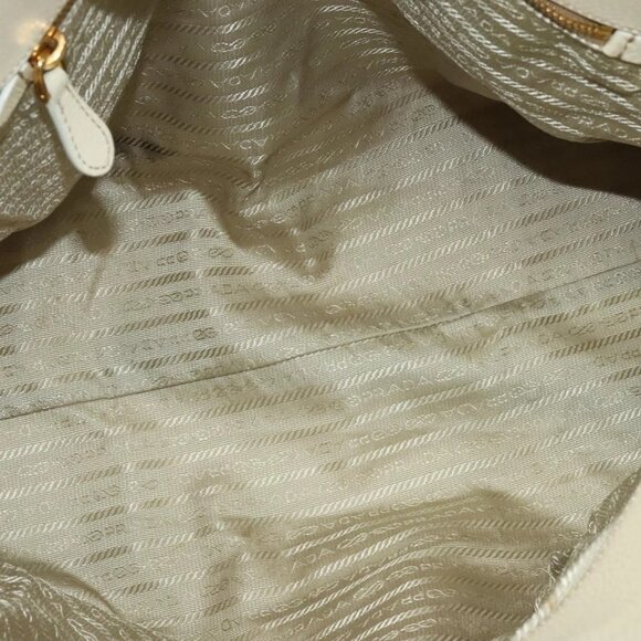 PRADA Hand Bag Canvas Beige Gold Auth - Picture 14 of 16